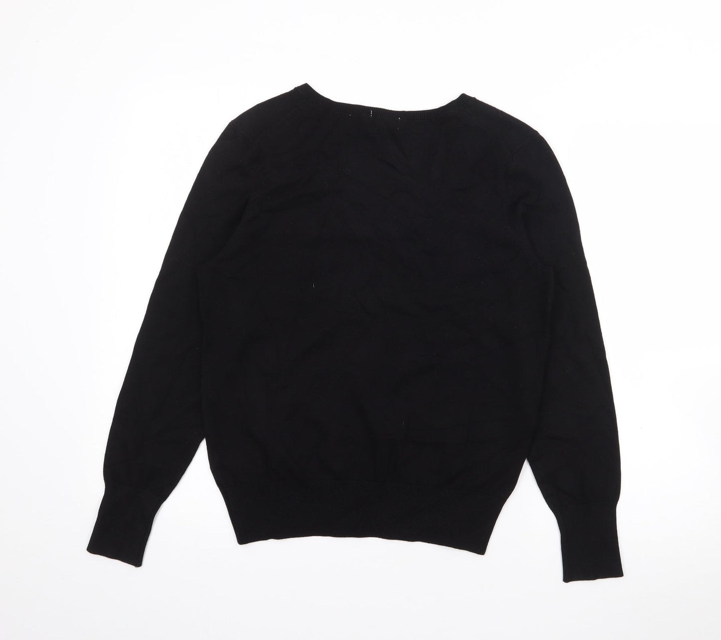 H&M Womens Black V-Neck  Viscose Pullover Jumper Size M