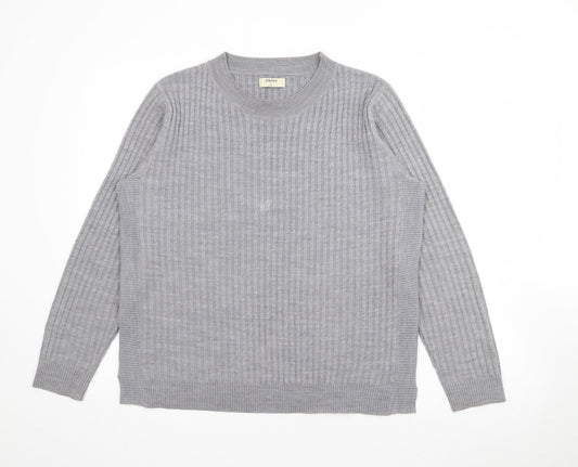Papaya Womens Grey V-Neck  Acrylic Pullover Jumper Size 16