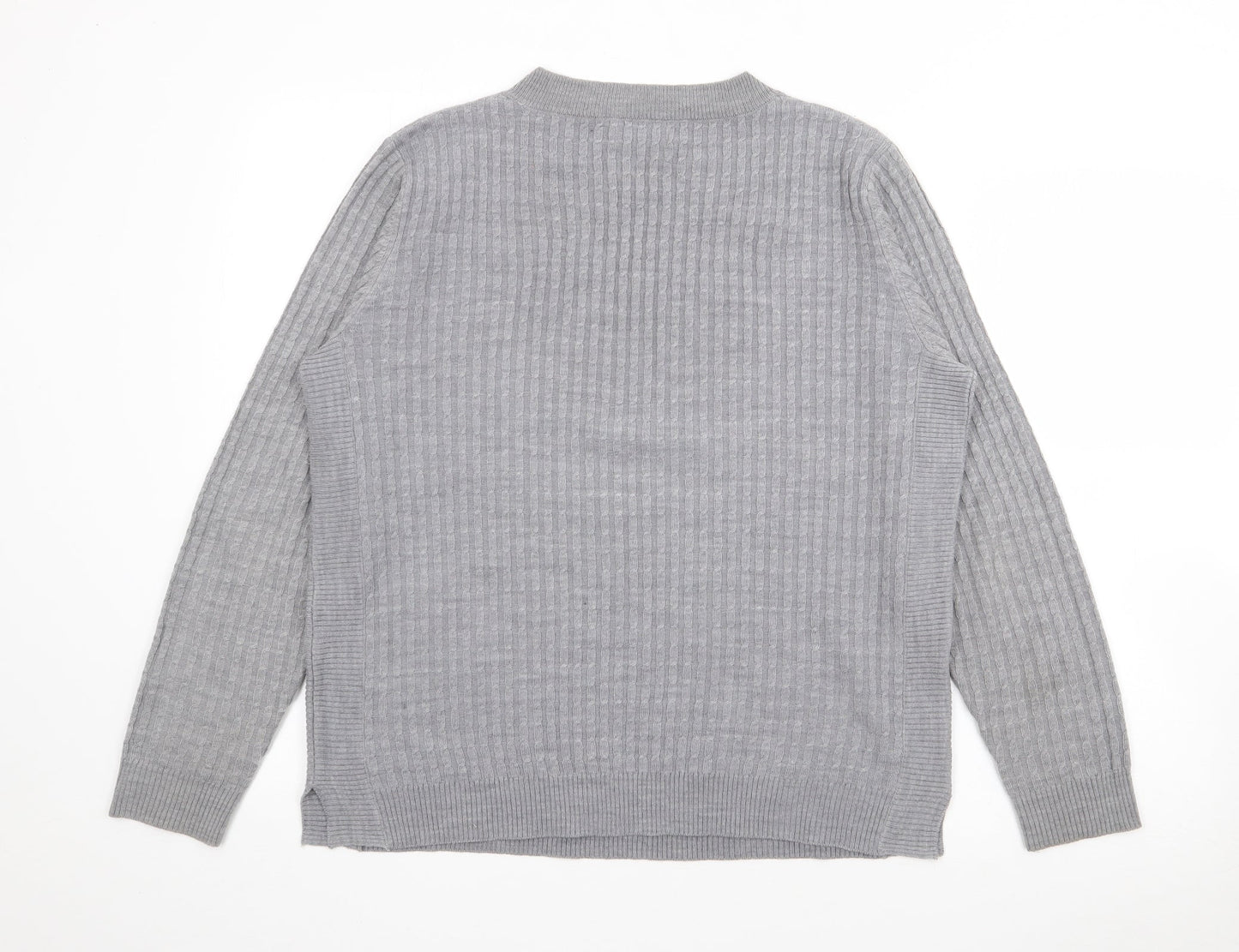 Papaya Womens Grey V-Neck  Acrylic Pullover Jumper Size 16