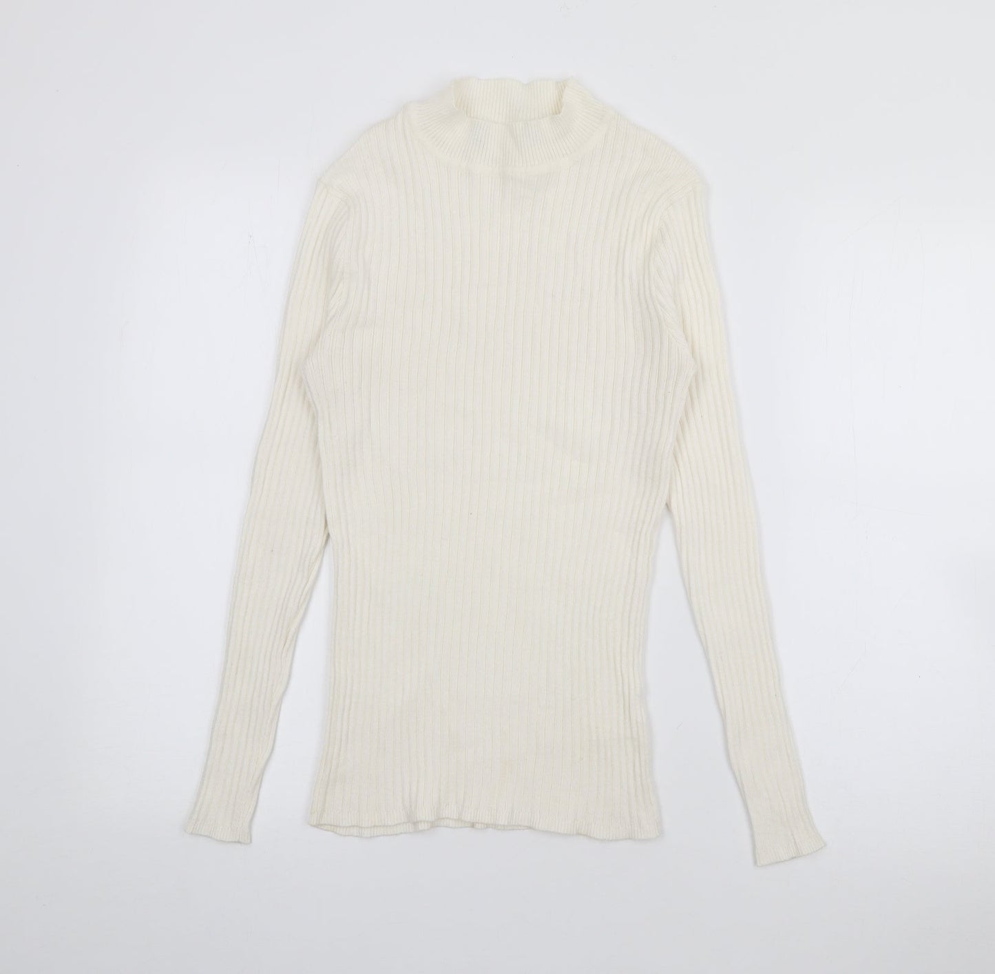 Preworn Womens Ivory High Neck  Acrylic Pullover Jumper Size M