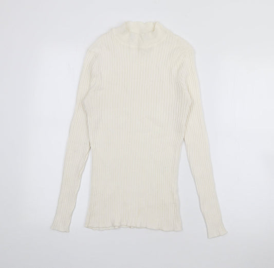 Preworn Womens Ivory High Neck  Acrylic Pullover Jumper Size M