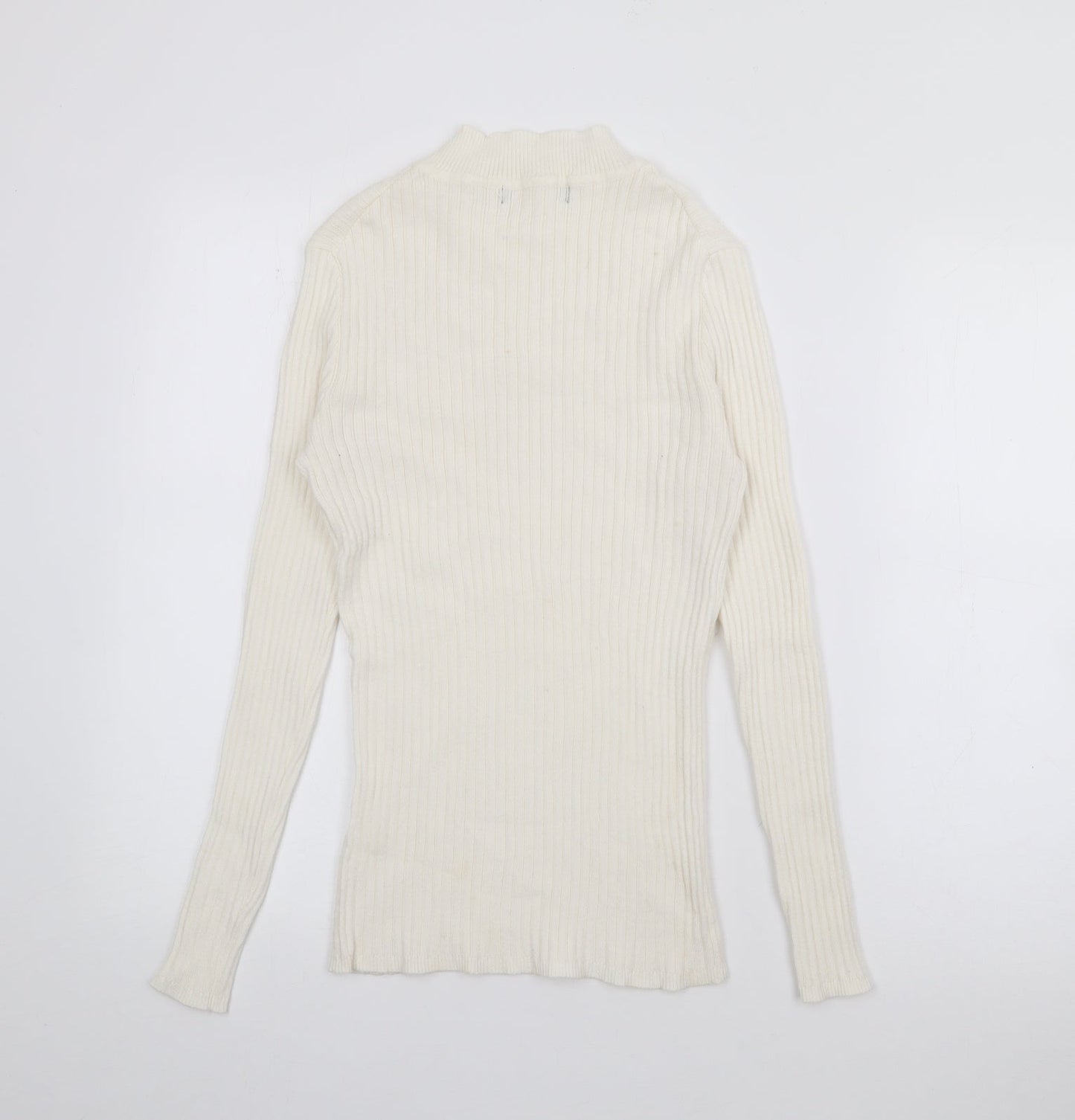Preworn Womens Ivory High Neck  Acrylic Pullover Jumper Size M
