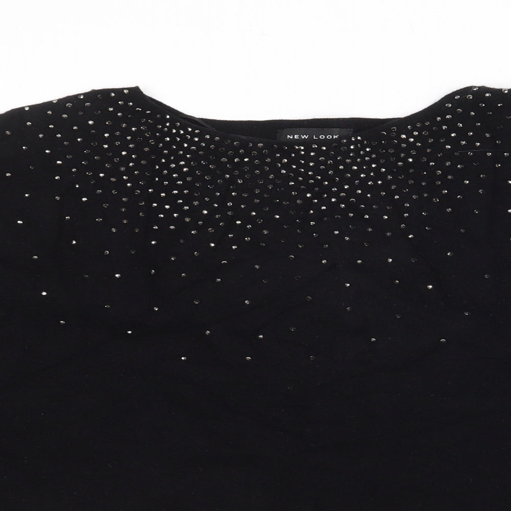 New Look Womens Black Boat Neck  Viscose Pullover Jumper Size L