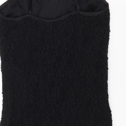 Preloved Lella Womens Black  Polyester Bodycon  Size 12  V-Neck - Label