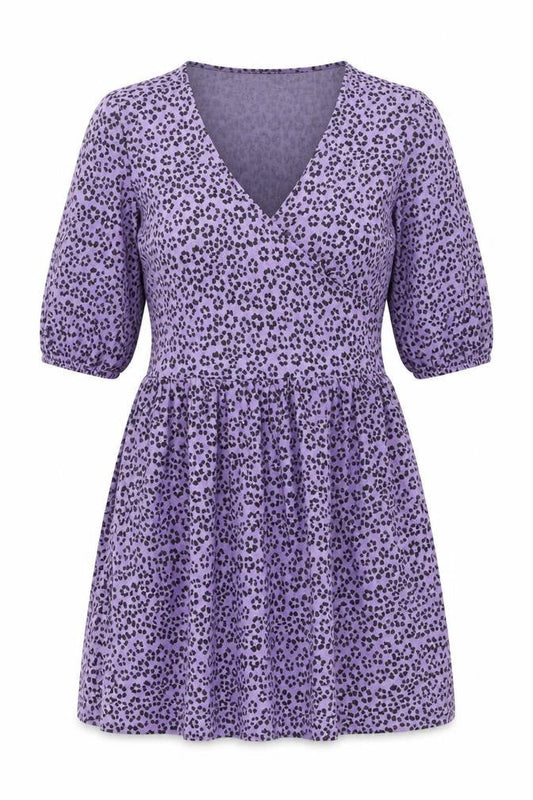 ASOS Womens Purple Animal Print Polyester Fit & Flare  Size 10  V-Neck