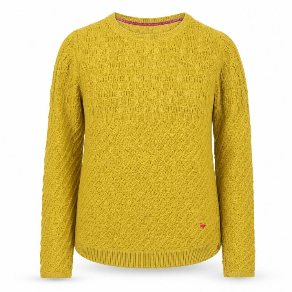 EWM Womens Yellow Round Neck  Cotton Pullover Jumper Size S