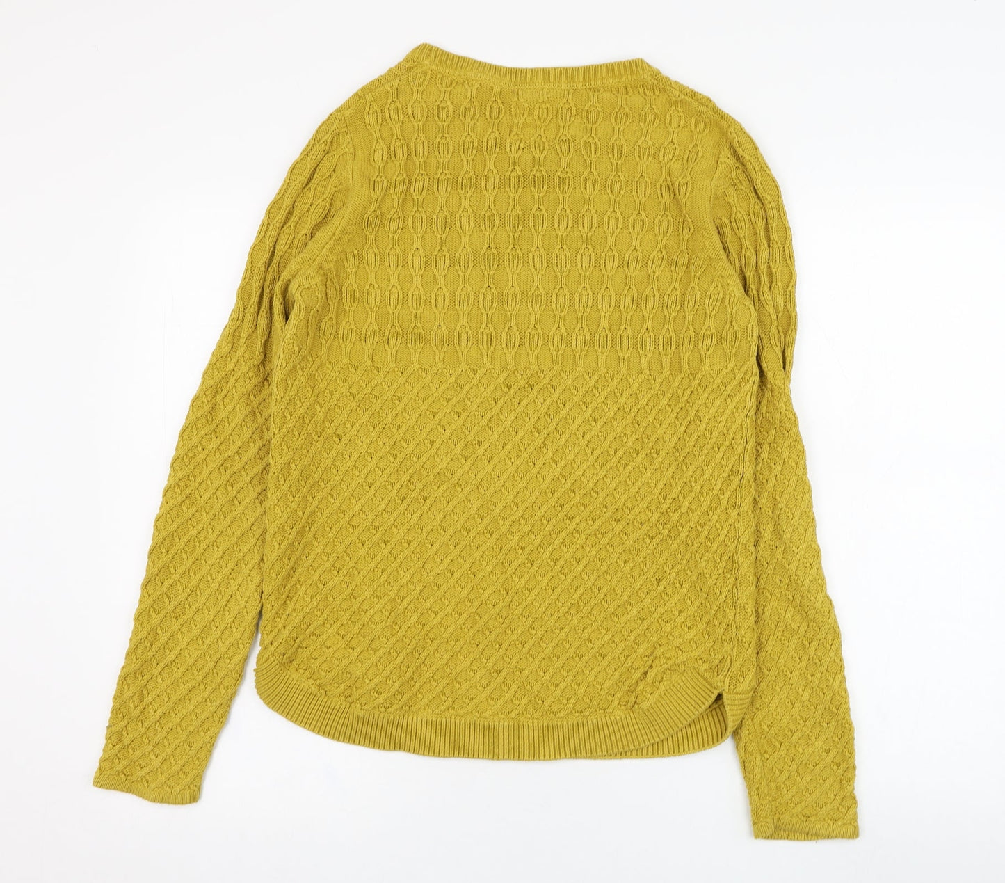 EWM Womens Yellow Round Neck  Cotton Pullover Jumper Size S