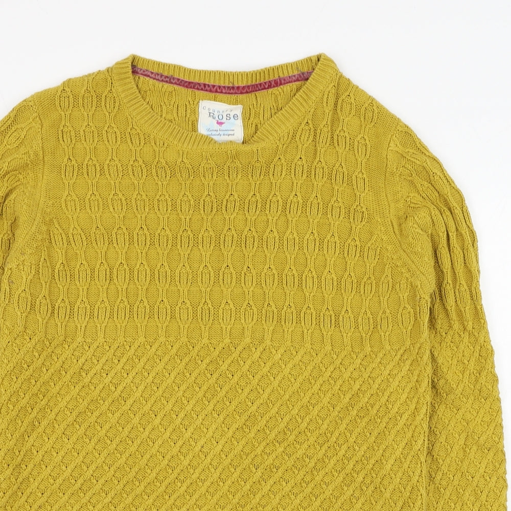 EWM Womens Yellow Round Neck  Cotton Pullover Jumper Size S