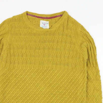 EWM Womens Yellow Round Neck  Cotton Pullover Jumper Size S