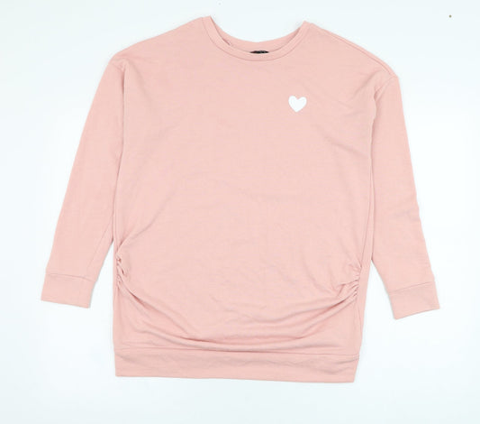Peacocks Womens Pink  Polyester Pullover Sweatshirt Size 10  Pullover - Heart