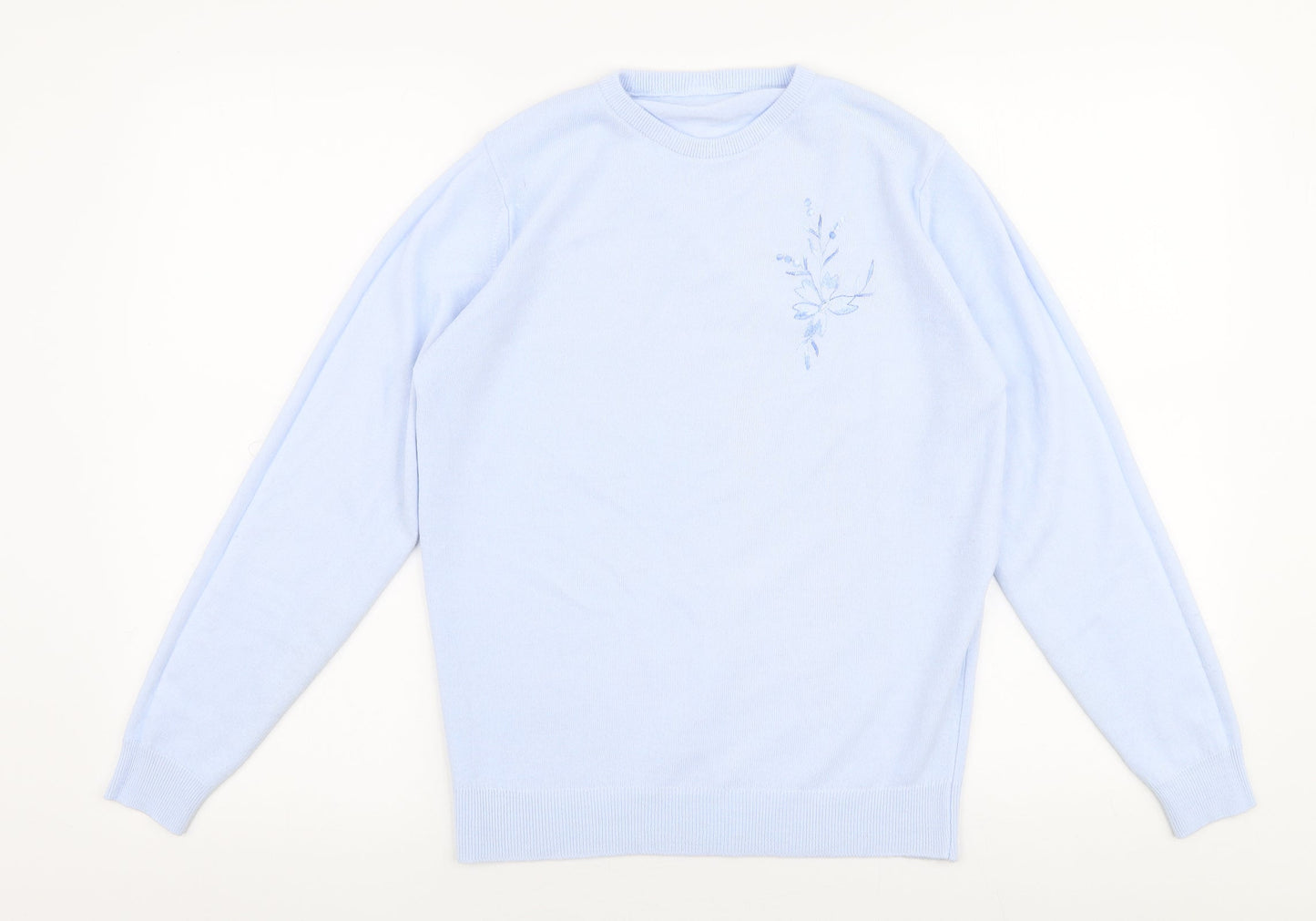 Preworn Womens Blue Round Neck  Polyester Pullover Jumper Size S