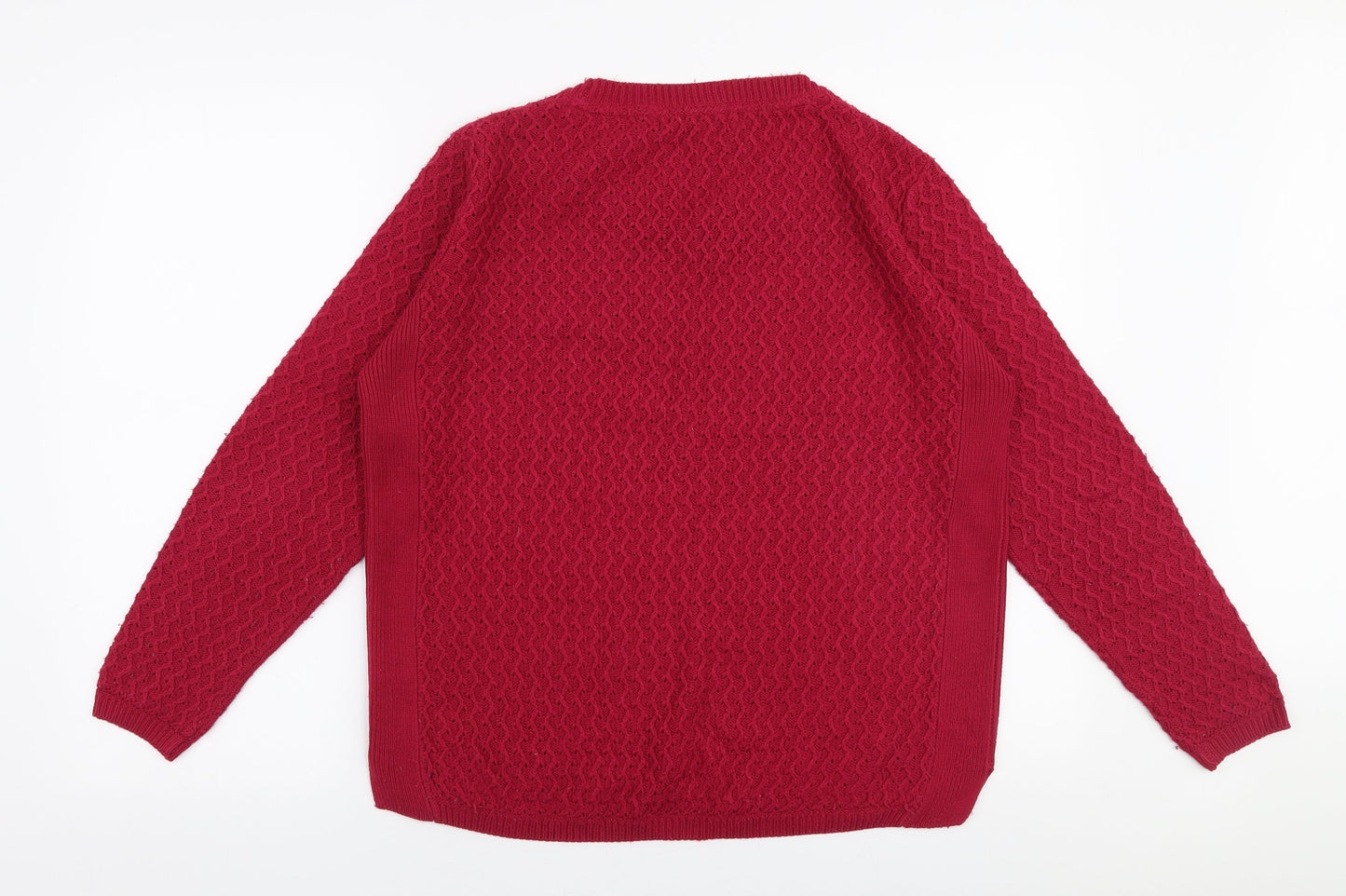 Isle Womens Pink Round Neck  Acrylic Pullover Jumper Size M