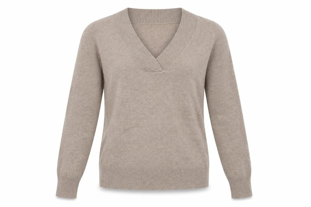 Gap Womens Beige V-Neck  Polyester Pullover Jumper Size S