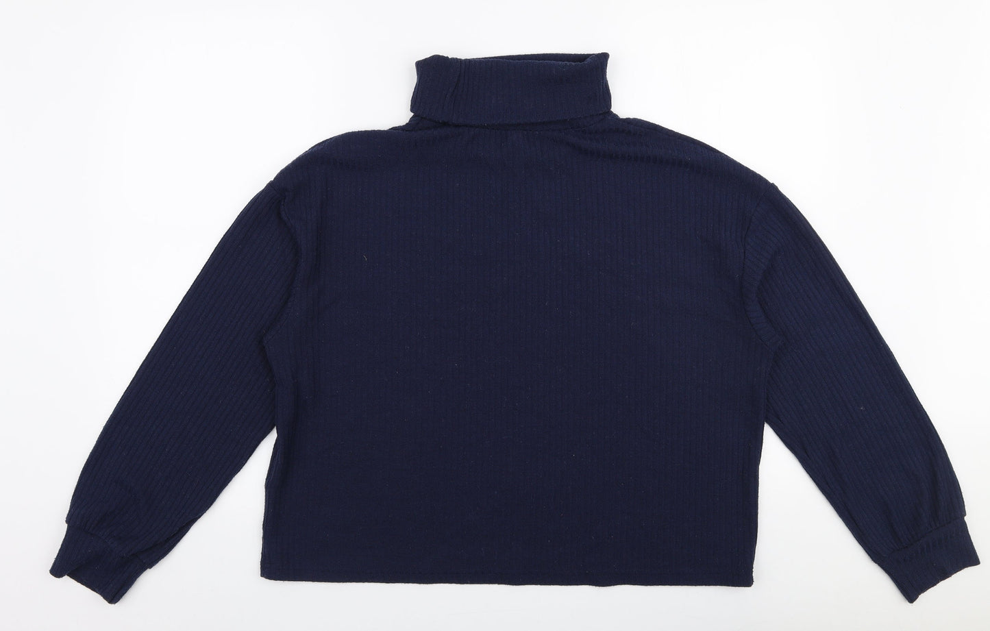 SheIn Womens Blue Roll Neck  Elastane Pullover Jumper Size L