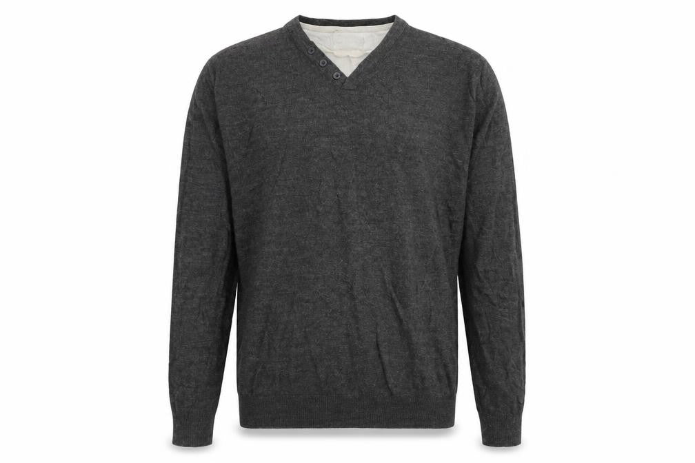 TU Mens Grey Round Neck  Acrylic Pullover Jumper Size L