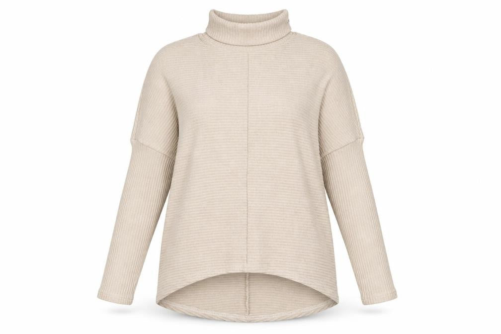 SheIn Womens Beige High Neck  Polyester Pullover Jumper Size L