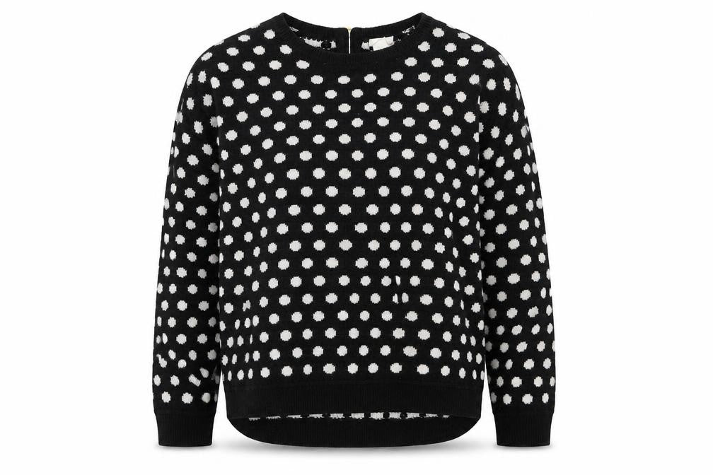 H&M Womens Black Round Neck Polka Dot Acrylic Pullover Jumper Size S