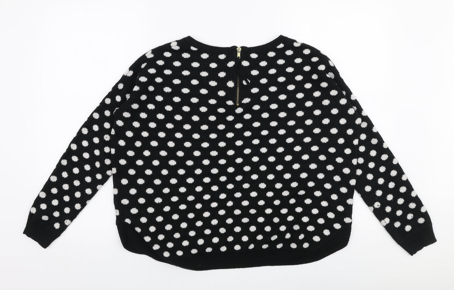 H&M Womens Black Round Neck Polka Dot Acrylic Pullover Jumper Size S