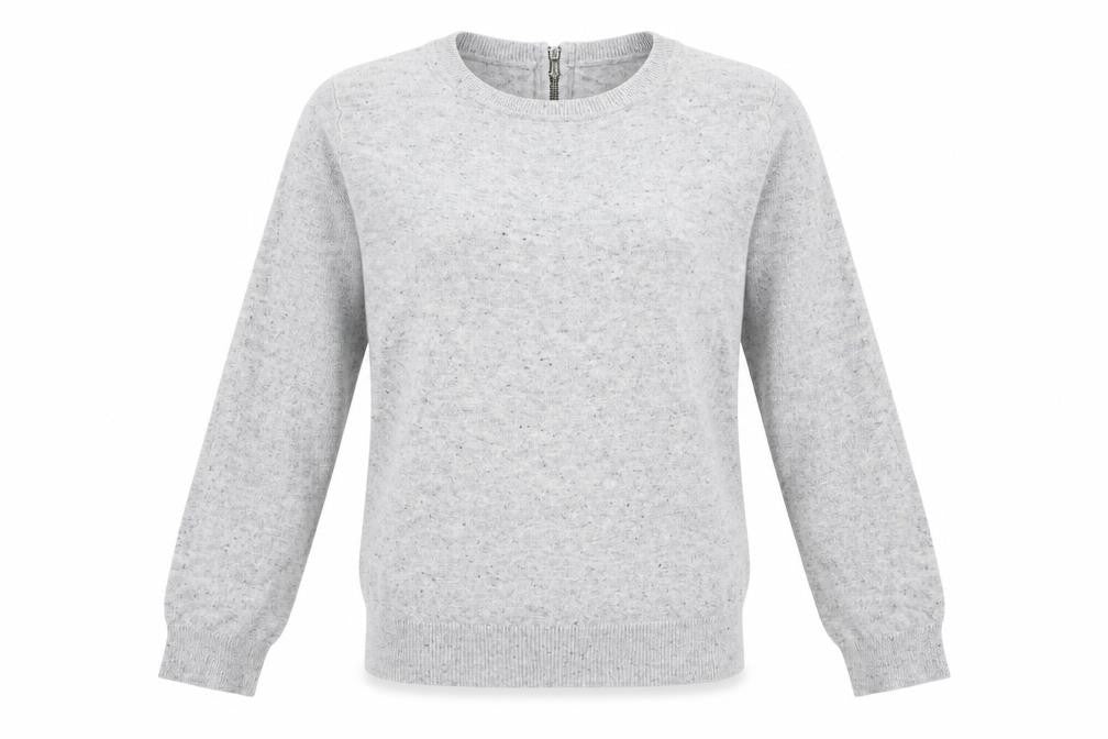 Warehouse Womens Grey Round Neck  Cotton Pullover Jumper Size 6