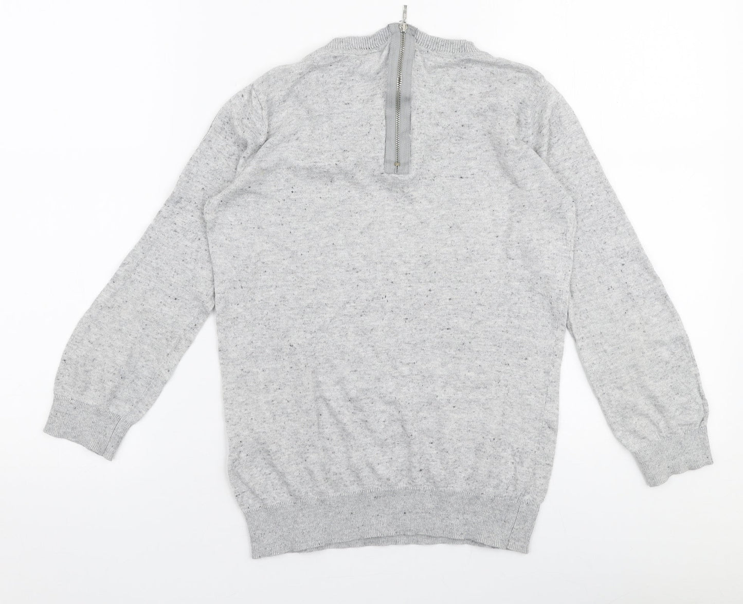 Warehouse Womens Grey Round Neck  Cotton Pullover Jumper Size 6