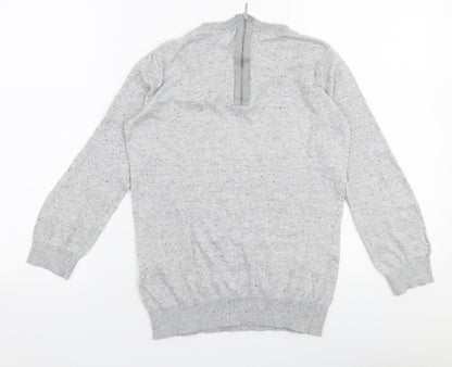 Warehouse Womens Grey Round Neck  Cotton Pullover Jumper Size 6