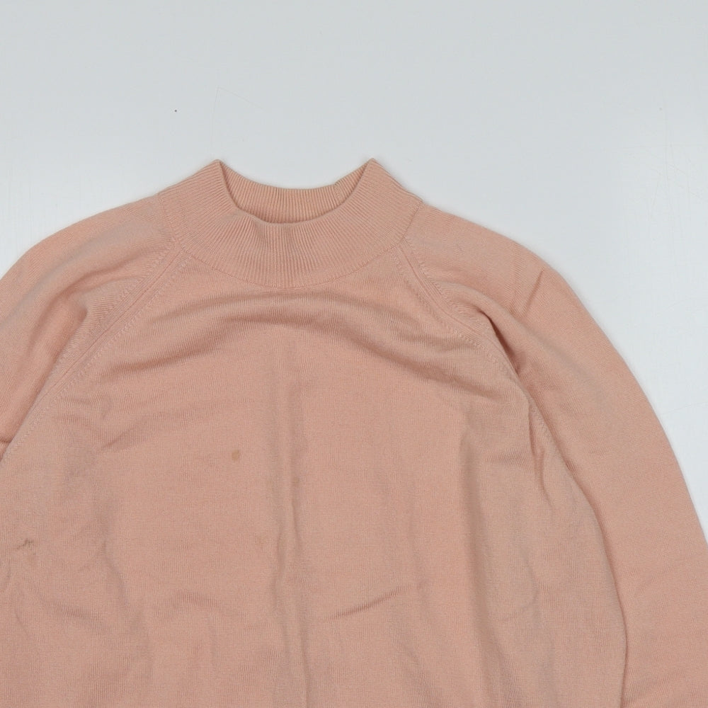 Hodgson Womens Pink High Neck  Wool Pullover Jumper Size 38