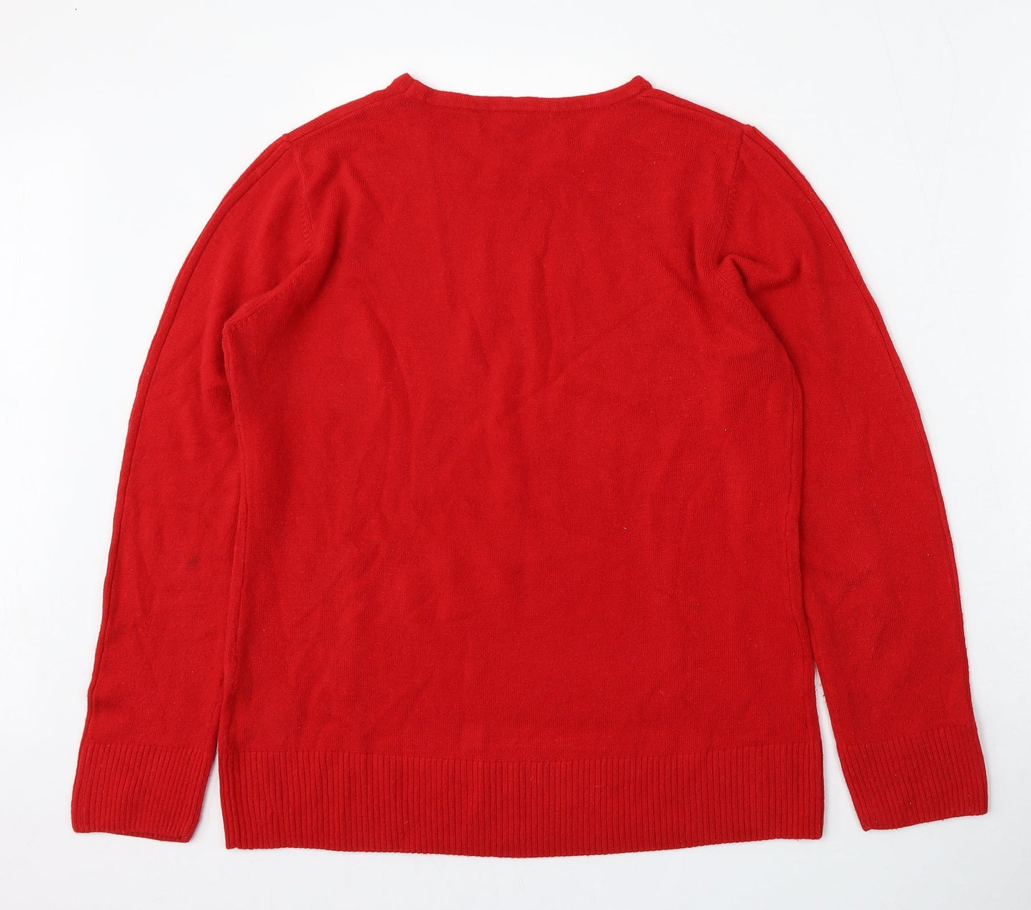 Ellie B Womens Red Round Neck  Acrylic Pullover Jumper Size L
