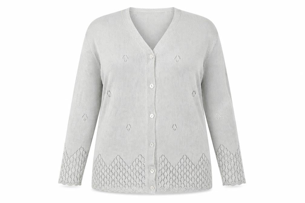 Berkertex Womens Silver V-Neck  Viscose Cardigan Jumper Size 14