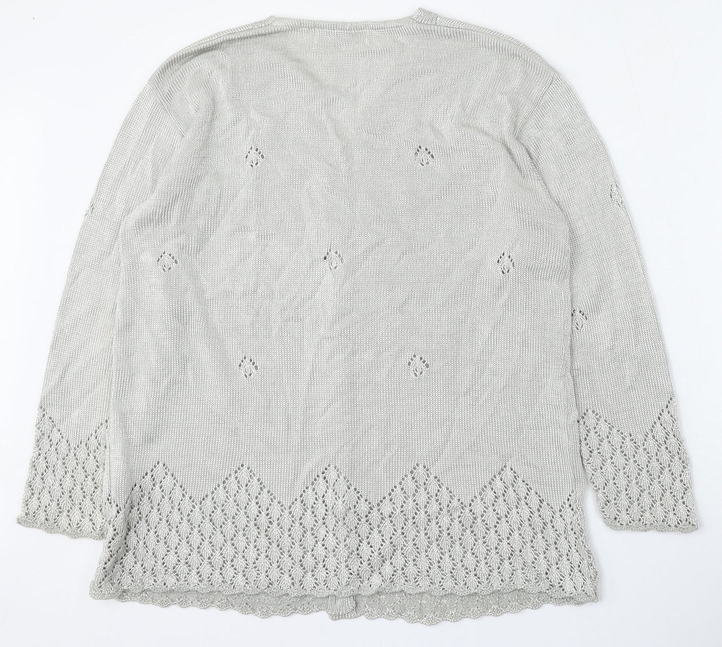 Berkertex Womens Silver V-Neck  Viscose Cardigan Jumper Size 14