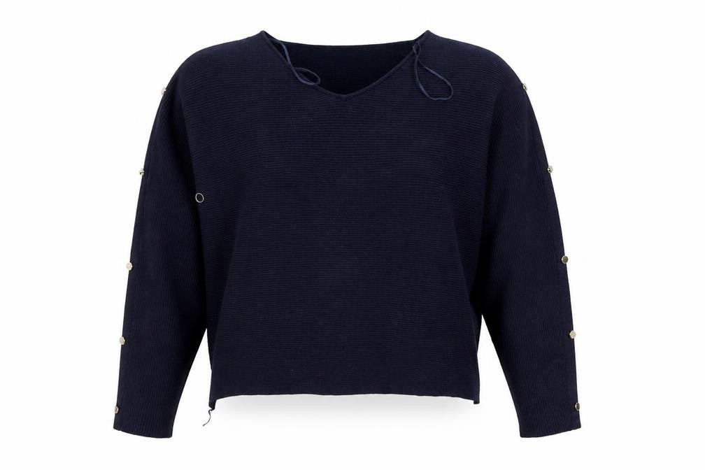 Paramour Womens Blue V-Neck  Viscose Pullover Jumper Size L