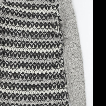 Ken Womens Grey Roll Neck Geometric Acrylic Pullover Jumper Size XS