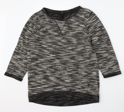 H&M Womens Grey Round Neck Striped Polyester Pullover Jumper Size XS