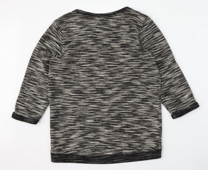 H&M Womens Grey Round Neck Striped Polyester Pullover Jumper Size XS