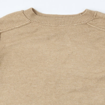 Zara Womens Beige Round Neck  Acrylic Pullover Jumper Size S