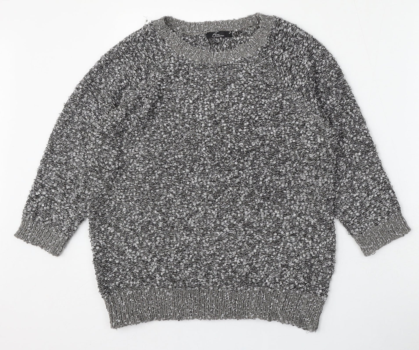 BM Collection Womens Grey Round Neck  Polyester Pullover Jumper Size M