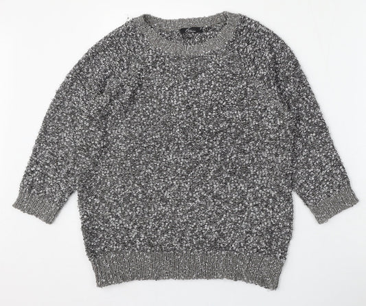 BM Collection Womens Grey Round Neck  Polyester Pullover Jumper Size M