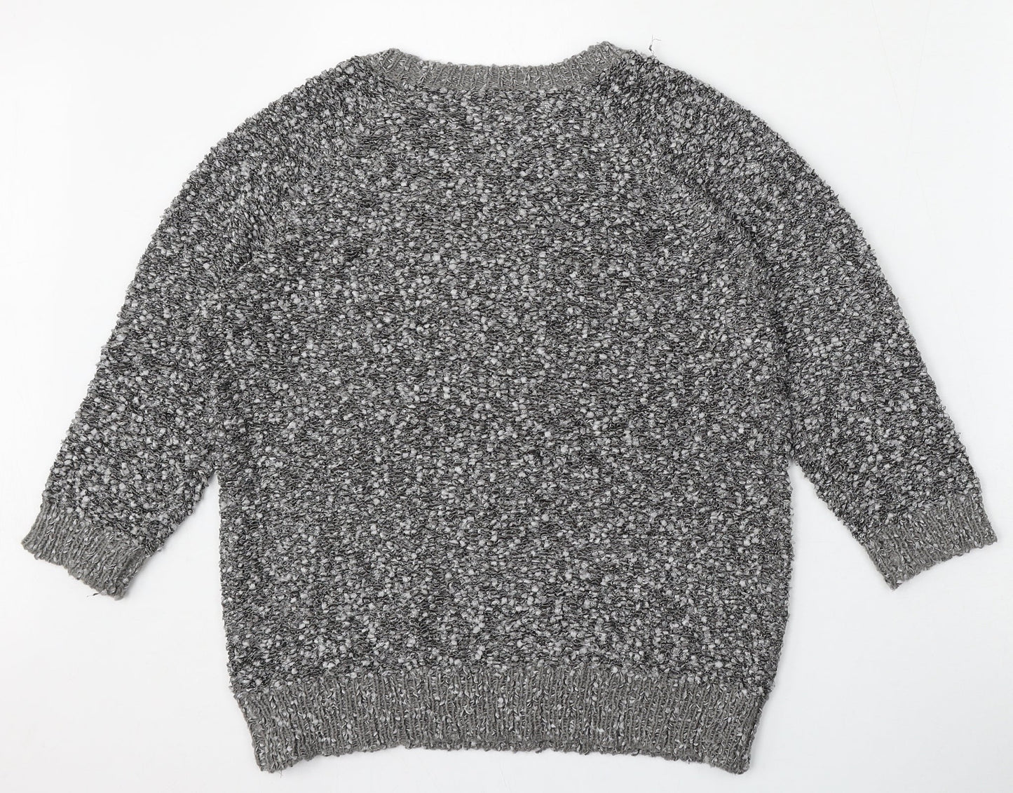 BM Collection Womens Grey Round Neck  Polyester Pullover Jumper Size M