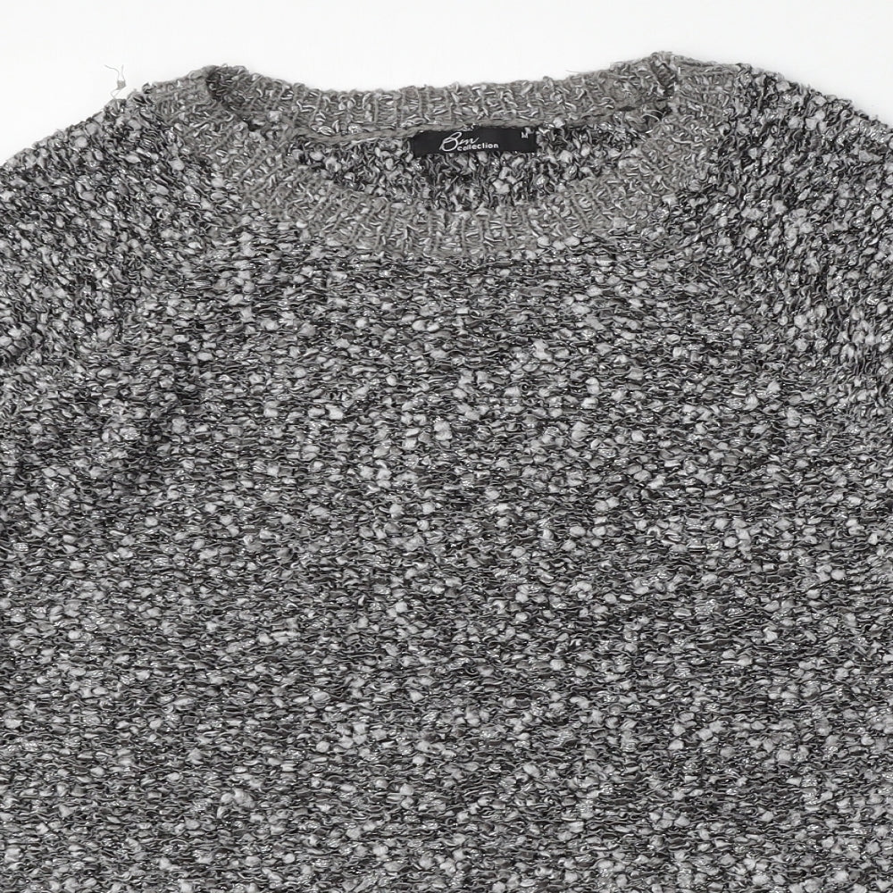 BM Collection Womens Grey Round Neck  Polyester Pullover Jumper Size M
