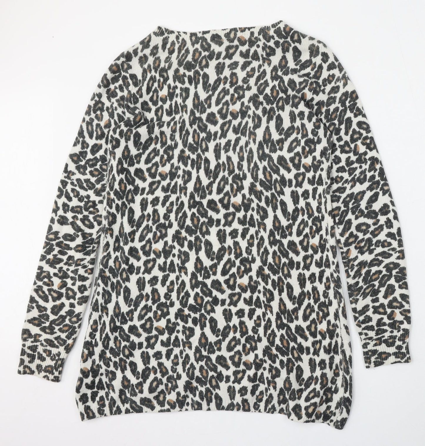 Topshop Womens Multicoloured Round Neck Animal Print Acrylic Pullover Jumper Size 12