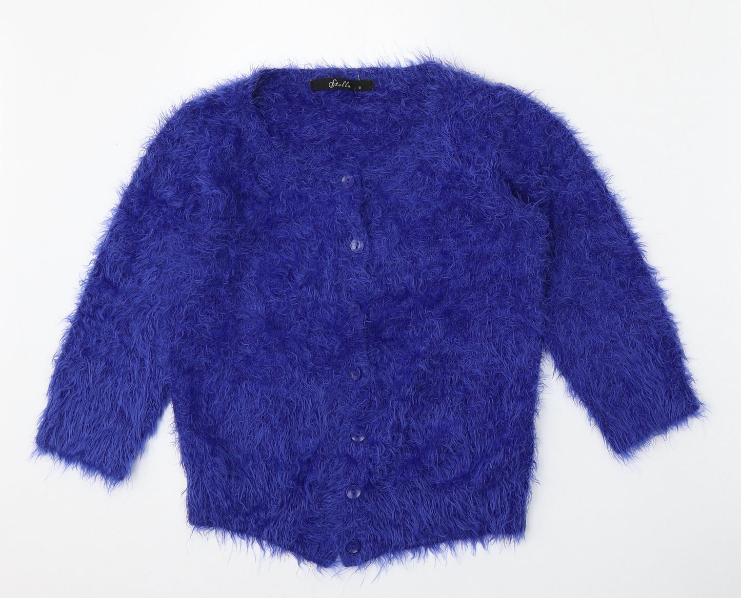 Stella Womens Blue Round Neck  Cotton Cardigan Jumper Size S