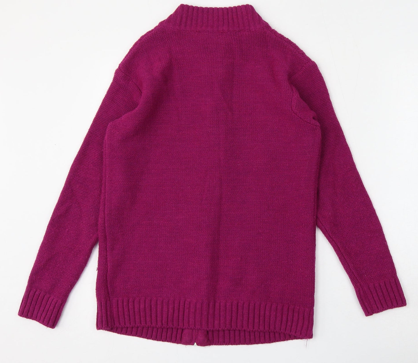 Afibel Womens Purple Mock Neck  Acrylic Full Zip Jumper Size 10