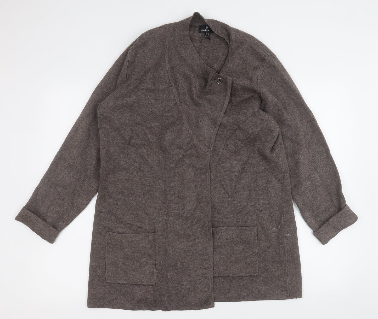 Marble Womens Brown   Jacket Coatigan Size 12  Hook & Eye