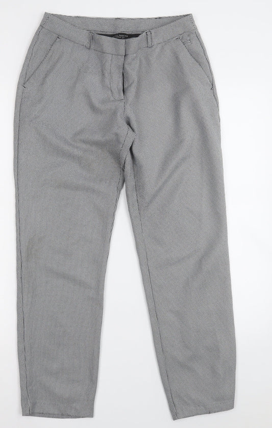 Dorothy Perkins Womens Grey Check Polyester Dress Pants Trousers Size 8 L24 in Regular Zip