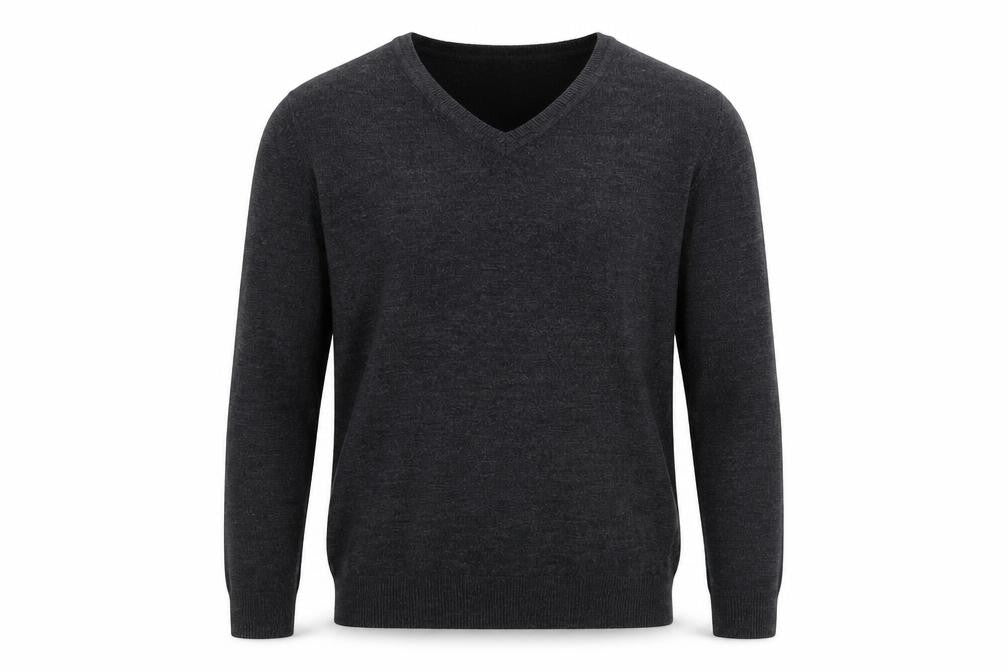 Easy Mens Grey Round Neck  Acrylic Pullover Jumper Size L