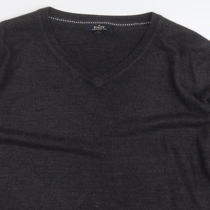 Easy Mens Grey Round Neck  Acrylic Pullover Jumper Size L