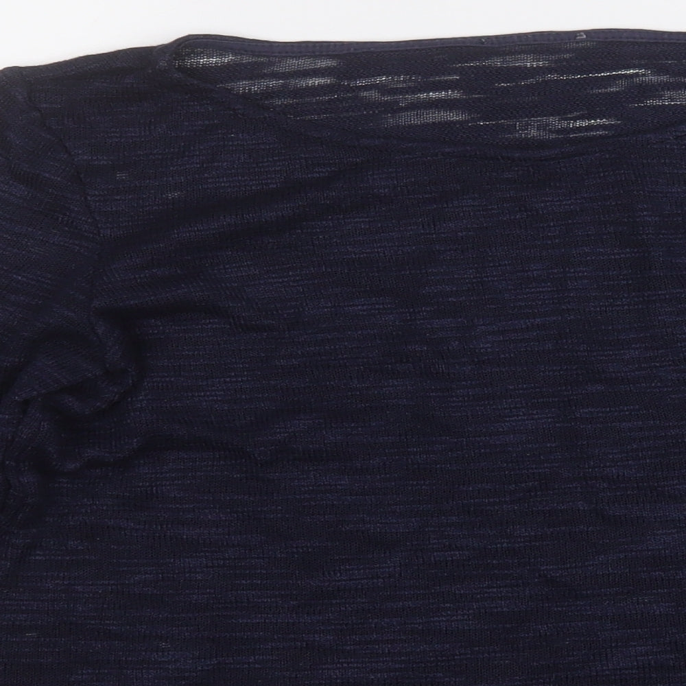 Preworn Womens Blue Round Neck Geometric Acrylic Pullover Jumper Size M