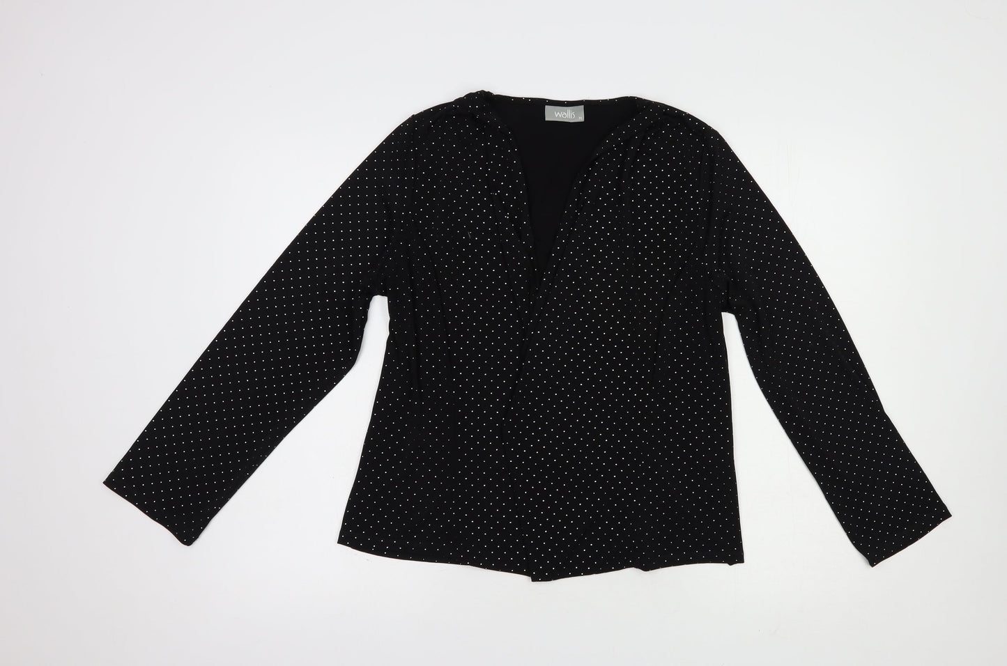 Wallis Womens Black  Polyester Kimono Blouse Size M V-Neck