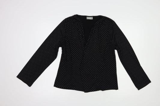 Wallis Womens Black  Polyester Kimono Blouse Size M V-Neck