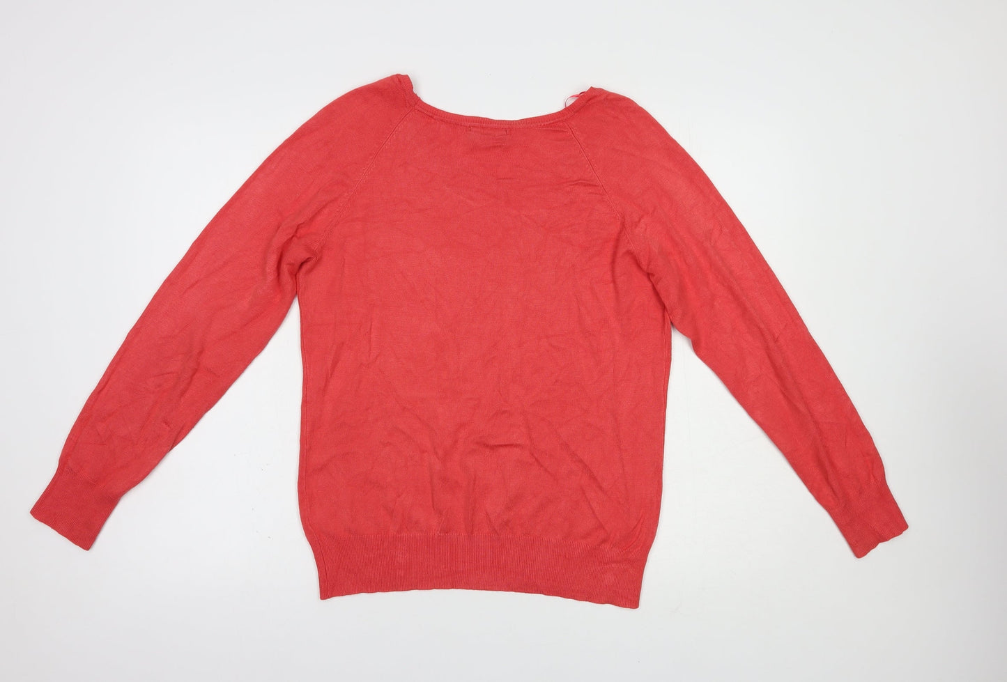 Klass Womens Red Boat Neck  Viscose Pullover Jumper Size L   - Neckline Detail