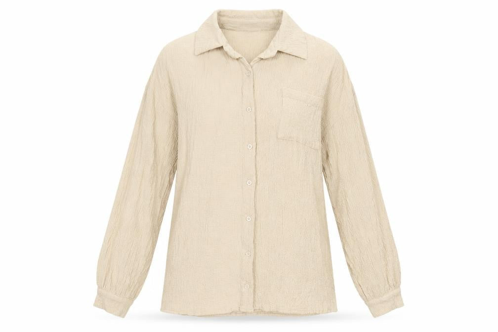 PRETTYLITTLETHING Womens Beige  Polyester Basic Button-Up Size 10 Collared